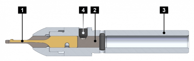 DL2 - popis nástroje DL2 - příklad použití nástroje pro srážení hran v malých otvorech, odstranění ostřin, zpětné odjehlení, HEULE